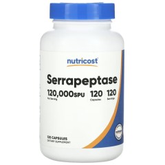 Nutricost, серрапептаза, 120 000 SPU, 120 капсул